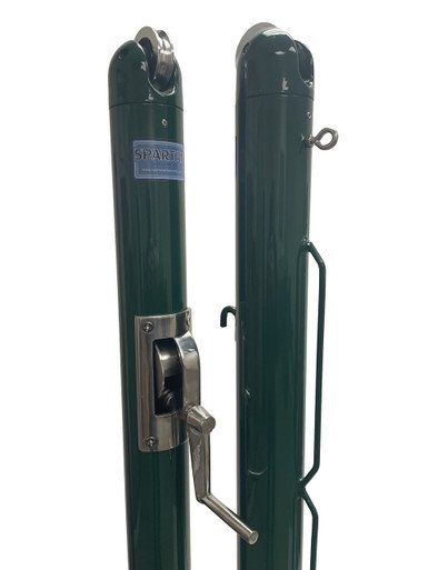 One pair of green powder coated in ground Spartan Titan Pro Tennis Net Posts