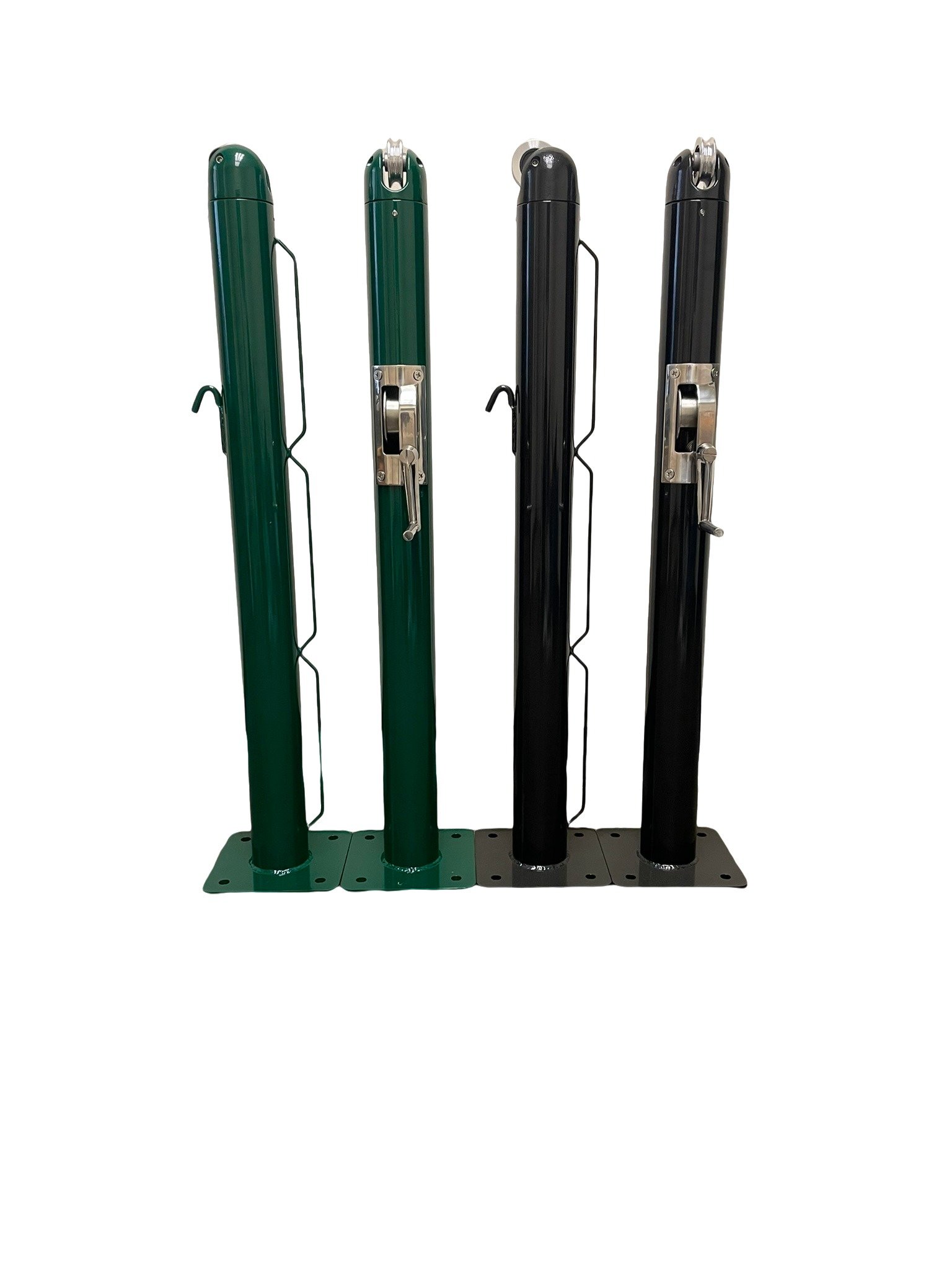 Spartan Titan Pro Surface Mount Pickleball Net Posts - Round - USA Manufactured 5 One pair of black and one pair of green Spartan Titan Pro Round Surface Mount Pickleball Net Posts