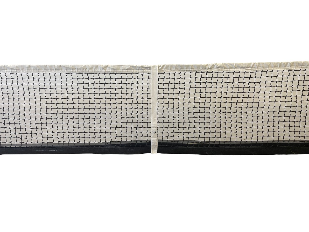 Pro Heavy Duty Portable Pickleball Net System 12 Detail view of high durability pickleball net mesh and velcro center strap maintaining regulation height.