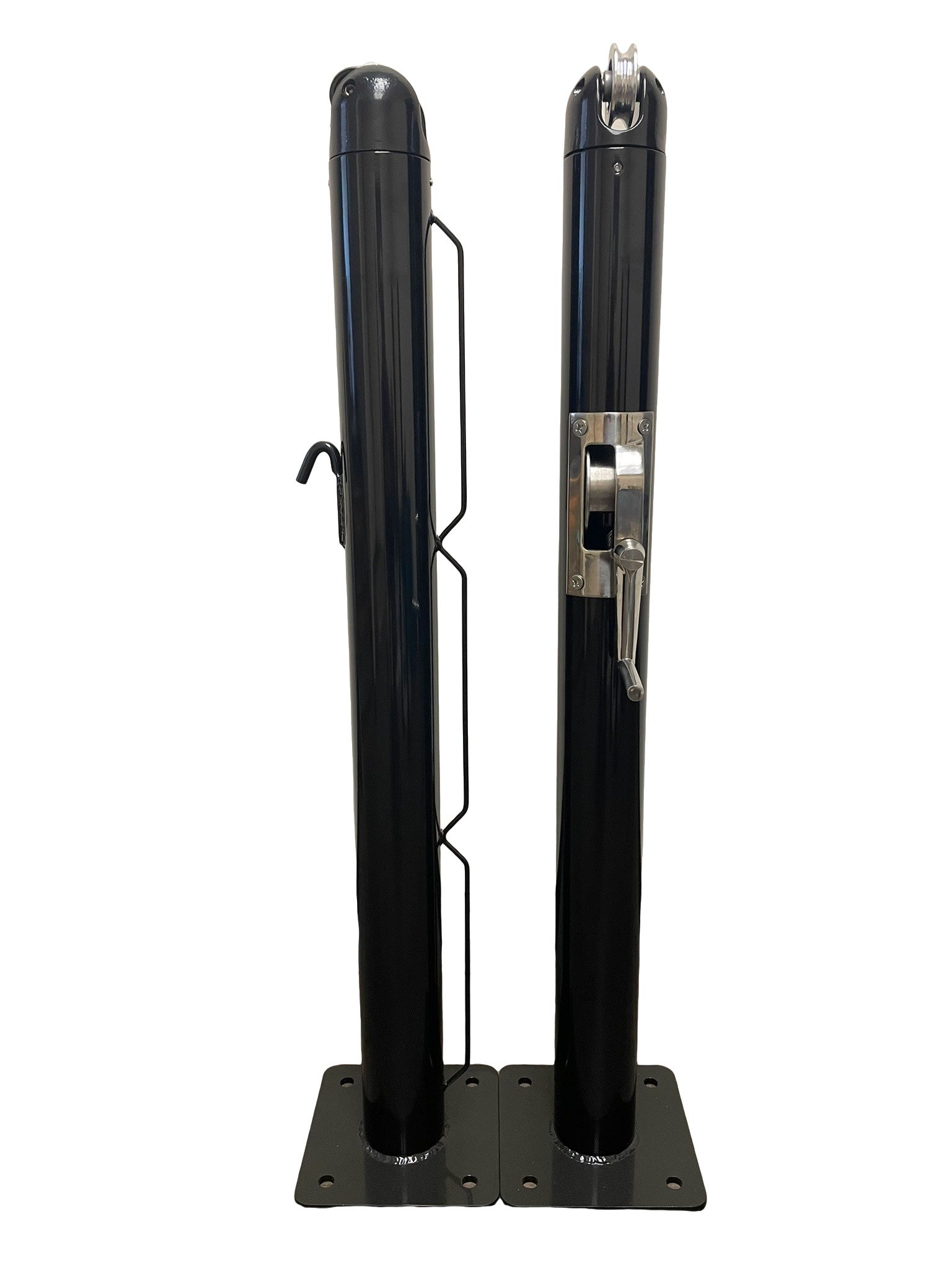 Spartan Titan Pro Surface Mount Pickleball Net Posts - Round - USA Manufactured 2 One pair of black Spartan Titan Pro Round Surface Mount Pickleball Net Posts