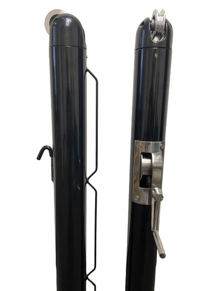 Spartan Titan Pro Surface Mount Pickleball Net Posts - Round - USA Manufactured 1 One pair of green Spartan Titan Pro Round Pickleball Net Posts with a stainless steel internal winding mechanism