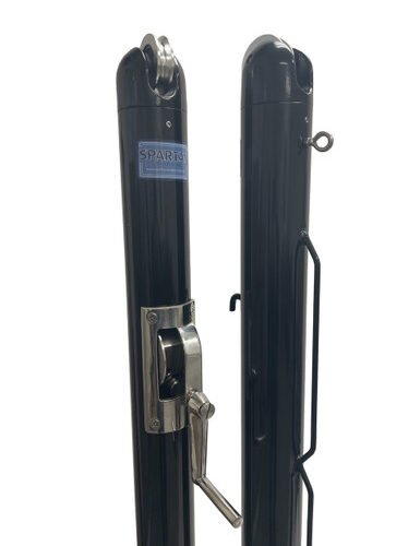 One pair of black powder coated in ground Spartan Titan Pro Tennis Net Posts