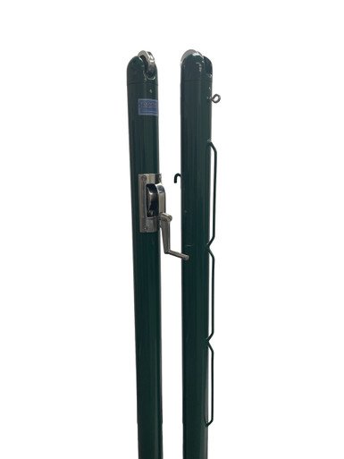 One pair of black powder coated in ground Spartan Titan Pro Tennis Net Posts with a stainless steel internal winder