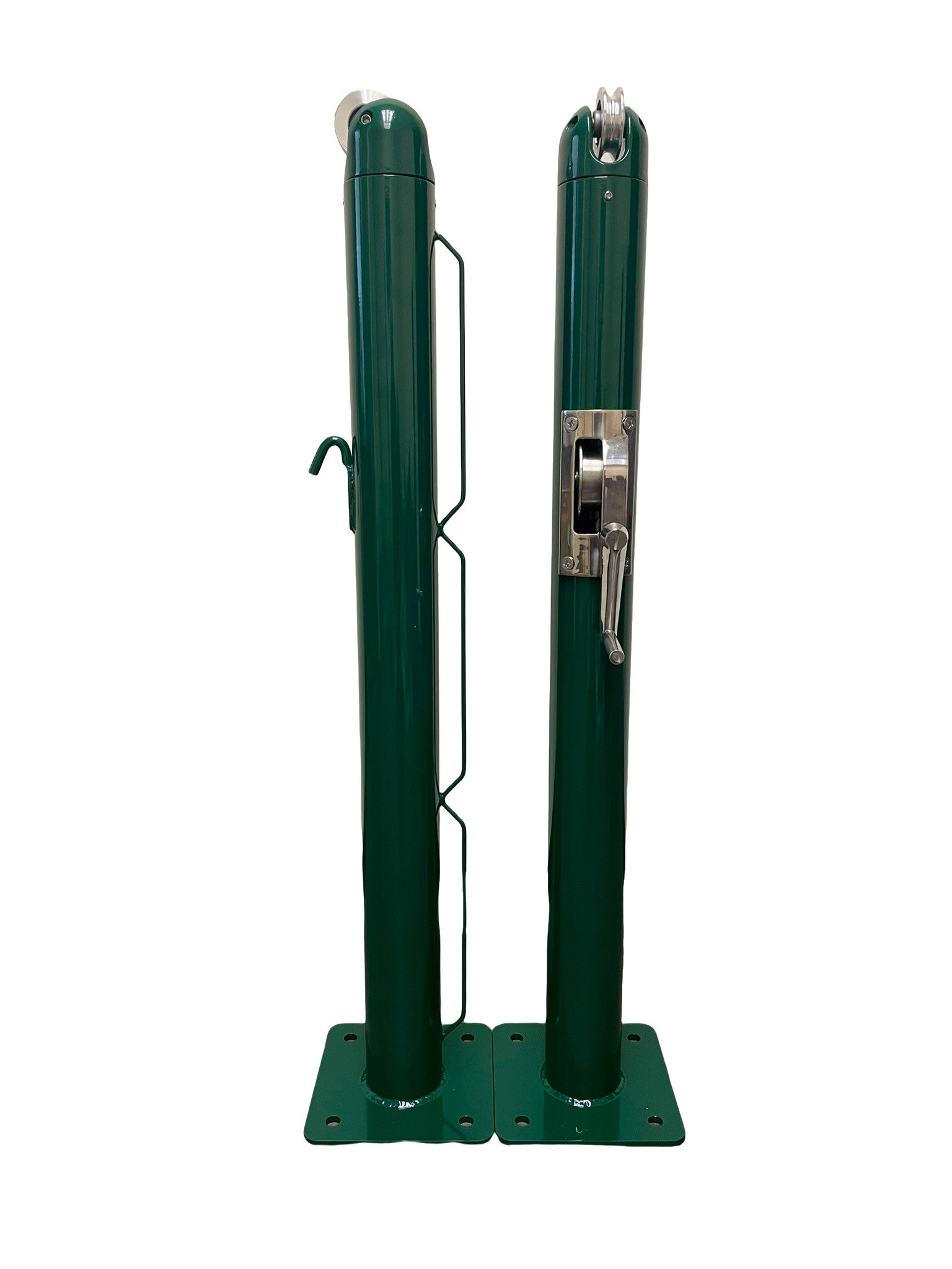 Spartan Titan Pro Surface Mount Pickleball Net Posts - Round - USA Manufactured 3 One pair of green Spartan Titan Pro Round Surface Mount Pickleball Net Posts